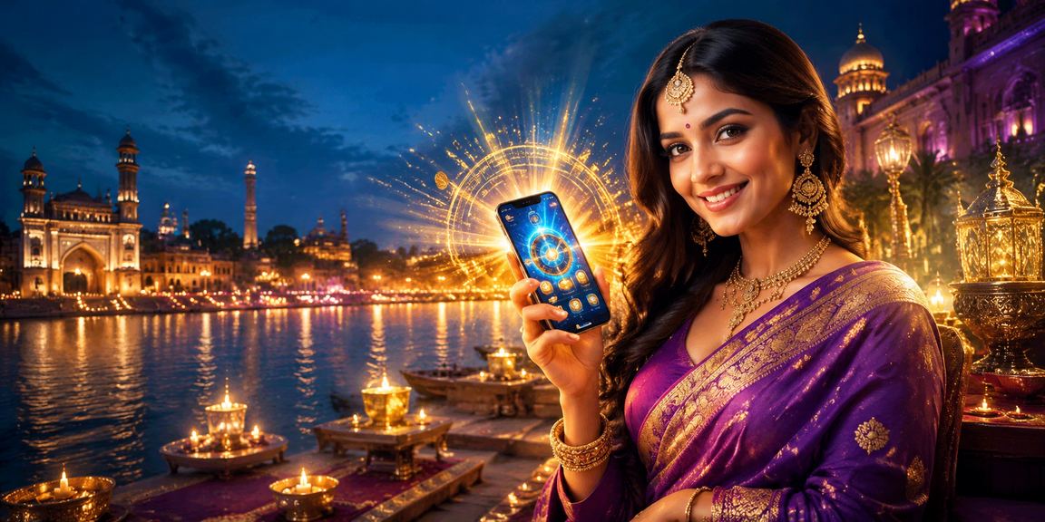 VIP member playing casino app in Lucknow old city at night